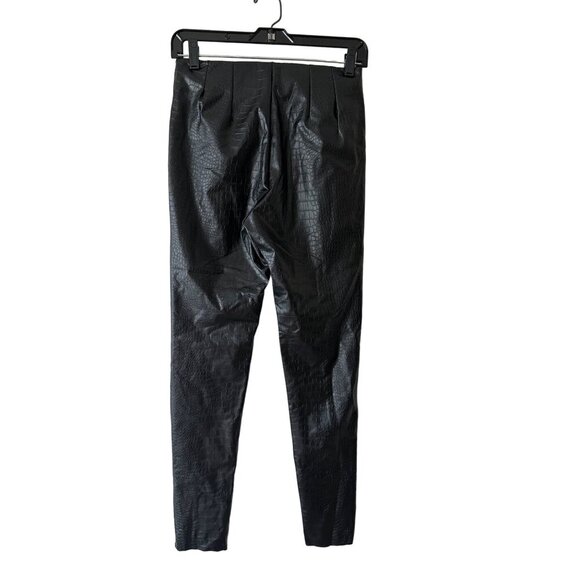 Top Shop Faux Crocodile Embossed Black Straight Leather Leg Pants  - Size 2 READ - Picture 2 of 11